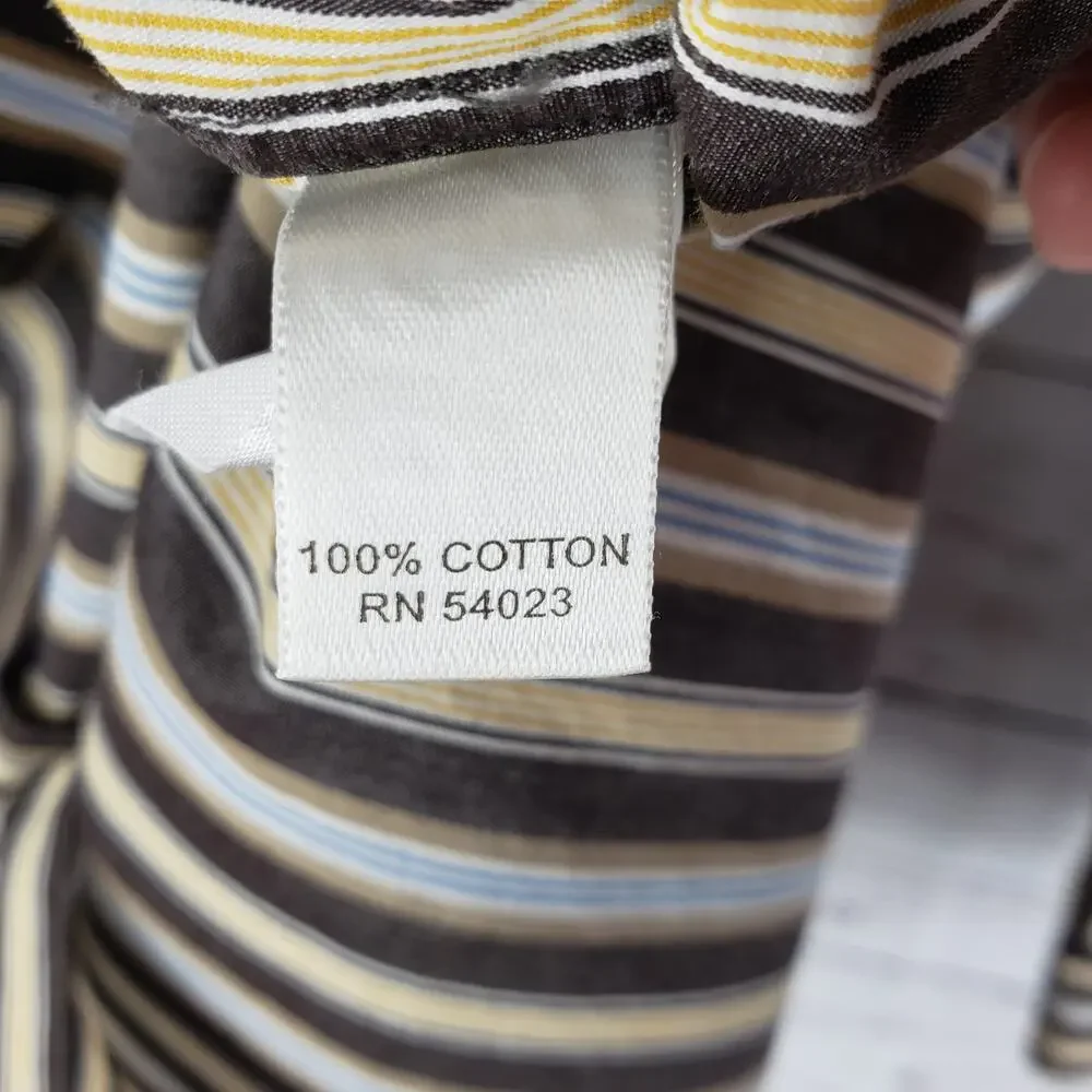 Banana Republic Classic Fit Brown Stripe Cotton Shirt Size M